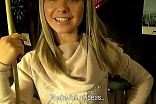 Blonde fucking on the pool table in public